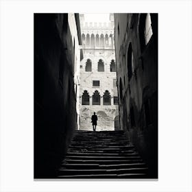 Siena, Italy,  Black And White Analogue Photography  3 Canvas Print