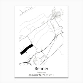 Benner,United States Minimalist Map Canvas Print