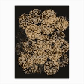 Radial Block Print In Charcoal And Gold Canvas Print