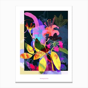 Honeysuckle 3 Neon Flower Collage Poster Canvas Print