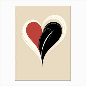 Cream Red Black Heart Graphic Design Bold Canvas Print