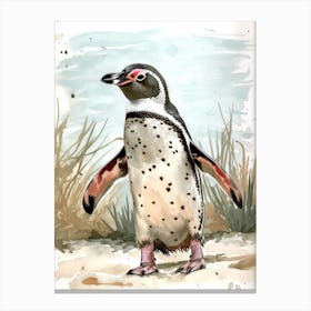Humboldt Penguin Andrews Bay Watercolour Painting 4 Canvas Print