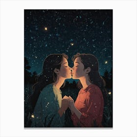 Kissing In The Night Canvas Print