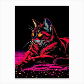 Cat In Neon Light Canvas Print