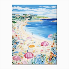 Porto Cervo, Sardinia   Italy Beach Club Lido Watercolour 3 Canvas Print