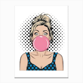 Pop Girl Blowing Bubble Gum Canvas Print