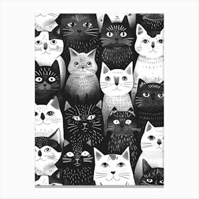 Perfectly Repeatable Artwork With Cute Cat Faces 66 Canvas Print