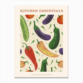 Courguette & Eggplant Pattern Poster Canvas Print