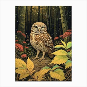 Burrowing Owl Relief Illustration 3 Canvas Print