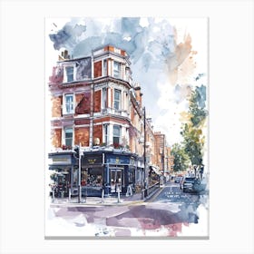 Kensington And Chelsea London Borough   Street Watercolour 5 Canvas Print