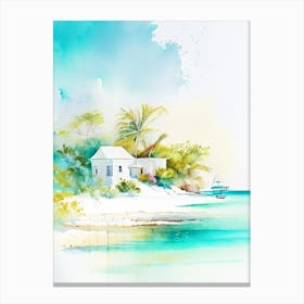 Ambergris Cay Turks And Caicos Watercolour Pastel Tropical Destination Canvas Print
