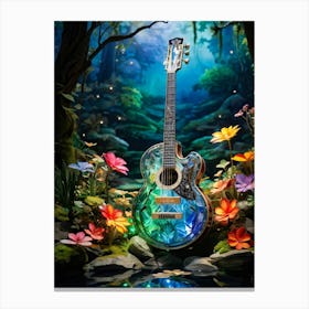 Acoustic Guitar In The Forest 1 Canvas Print