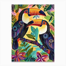 Kitsch Colourful Toucans 3 Canvas Print