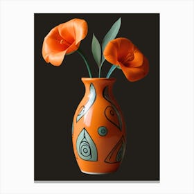 Orange Flowers In A Vase Canvas Print