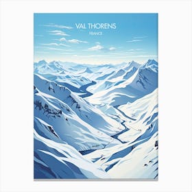 Poster Of Val Thorens   France, Ski Resort Illustration 0 Canvas Print