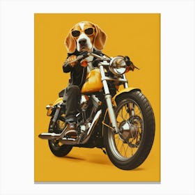 Beagle On A Motorcycle Canvas Print