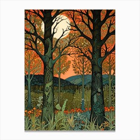 William Morris Trees At Sunset 1 Canvas Print