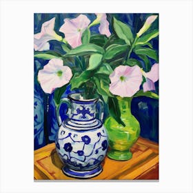 Flowers In A Vase Still Life Painting Periwinkle 1 Canvas Print