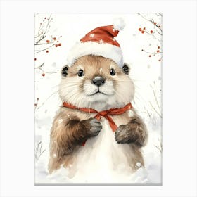 Christmas Otter 3 Canvas Print