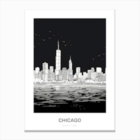 Chicago Skyline 11 B&W Poster Canvas Print