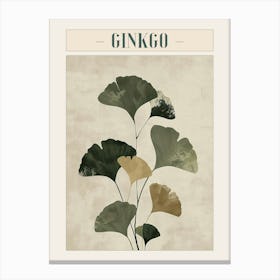 Ginkgo Tree Minimal Japandi Illustration 3 Poster Canvas Print
