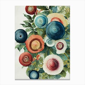 Snails Vintage Graphic Watercolour Canvas Print