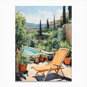 Sun Lounger By The Pool In Pompeii Italy Canvas Print