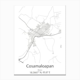 Cosamaloapan,Mexico Minimalist Map Canvas Print