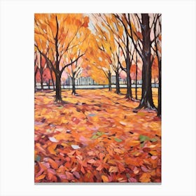 Autumn City Park Painting Parc Jean Drapeau Montreal Canada Canvas Print