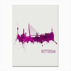 Rotterdam Netherlands City Purple Canvas Print