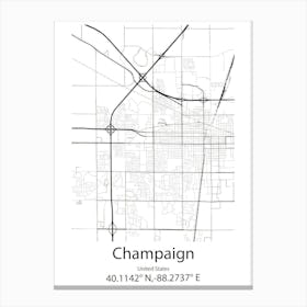 Champaign,United States Minimalist Map Canvas Print