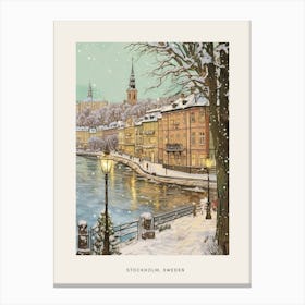 Vintage Winter Poster Stockholm Sweden 1 Canvas Print