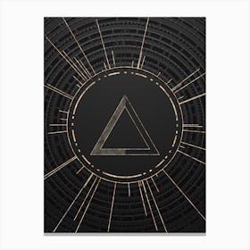 Geometric Glyph Symbol in Gold with Radial Array Lines on Dark Gray n.0069 Canvas Print