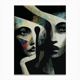 Surreal Abstract Intertwined Faces Canvas Print