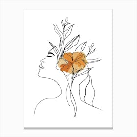 Woman Portrait Monoline Minimalist Hand Drawing Boho Illustration (7) Canvas Print