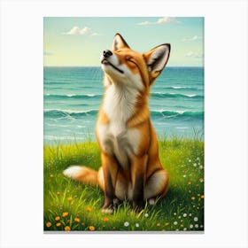 Enjoying A Summers Day (Fox) Canvas Print