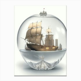A sailing ship in a glass ball Canvas Print