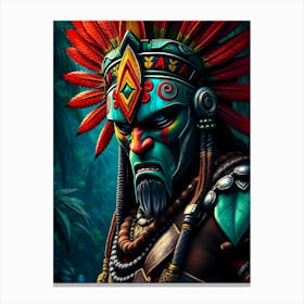 Aztec Warrior Color Painting Canvas Print