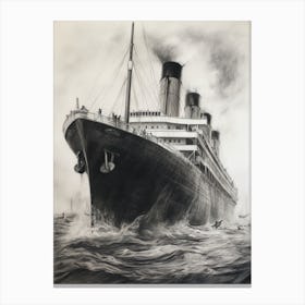 Titanic Sinking Ship Charcoal Illustration 3 Canvas Print
