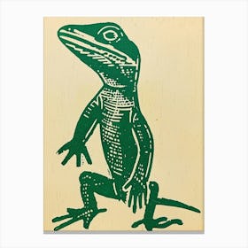 Forest Green Anoles Lizard Bold Block Colour 3 Canvas Print