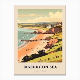 Devon Vintage Travel Poster Bigbury On Sea Canvas Print