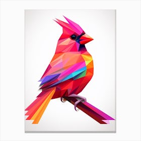 Colourful Geometric Bird Cardinal 5 Canvas Print