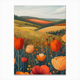 Poppies In The Field Canvas Print