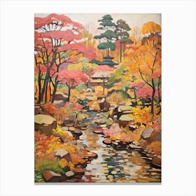 Autumn City Park Painting Kenrokuen Garden Kanazawa Japan 1 Canvas Print