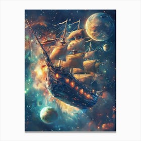 Fantasy Ship Floating in the Galaxy 19 Canvas Print