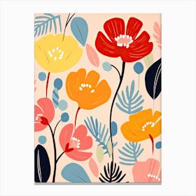 Whimsical Flower Waltz; Inspired By Henri Matisse S Colorful Flower Market Canvas Print