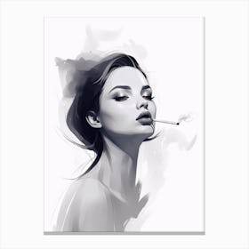 Girl Smoking A Cigarette 1 Canvas Print