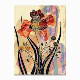 Colourful Flower Illustration Flax Flower 3 Canvas Print