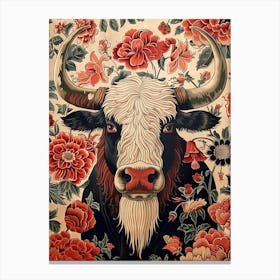 Chinese Lunar Year Of The Ox 3 Full William Morris Style Canvas Print