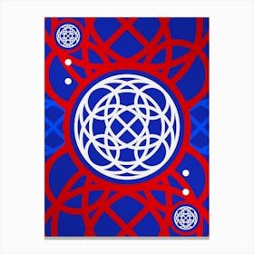 Geometric Glyph Abstract in White on Red and Blue Array n.0055 Canvas Print
